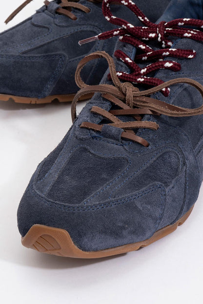 Selena - Navy Blue Suede Leather Sneakers (Women)