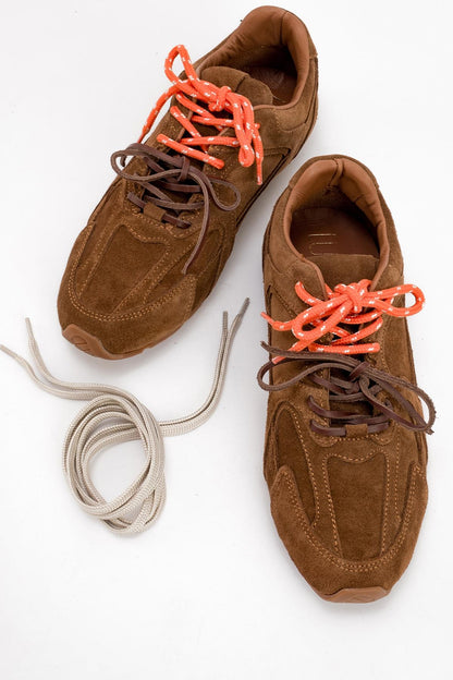 Selena - Cognac Brown Suede Leather Sneakers (Women)