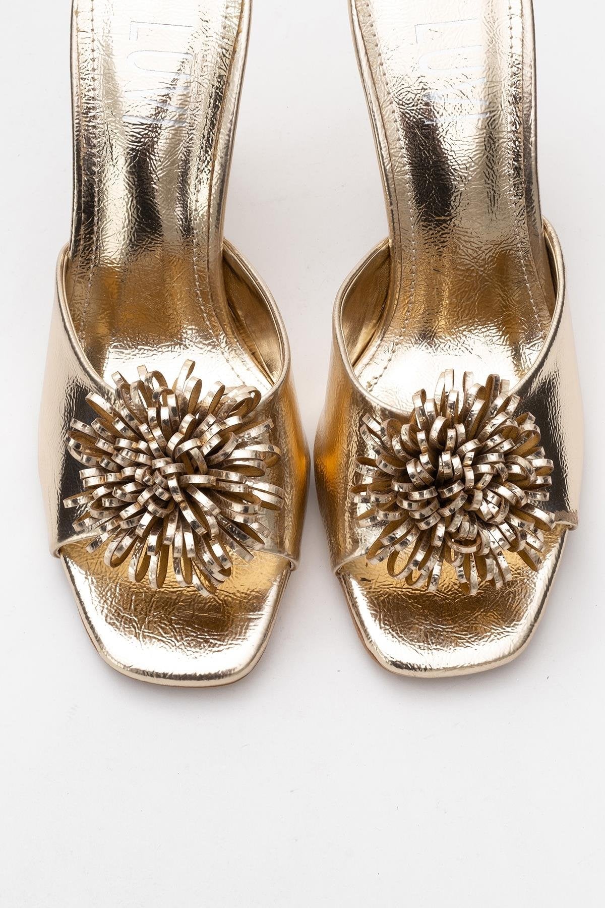 Shana Gold Floral Stiletto Heel Mule (Woman)