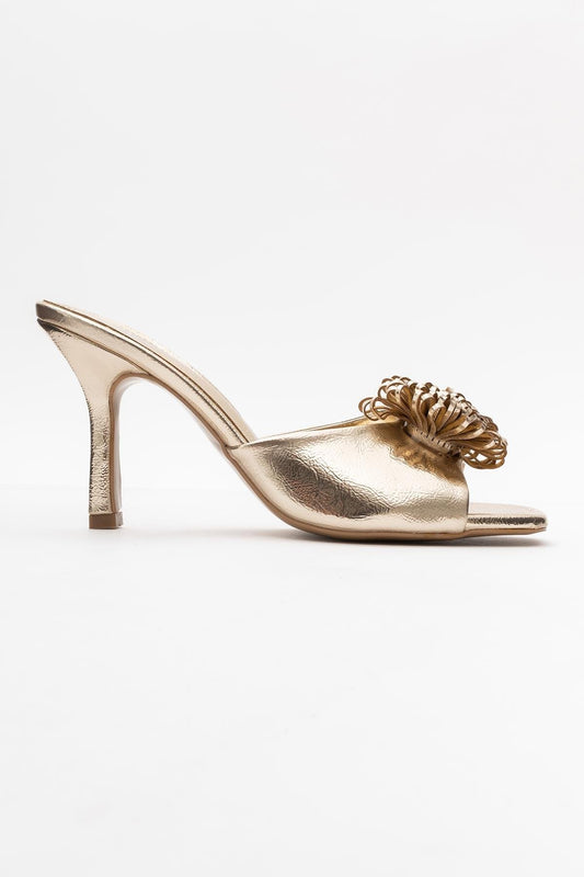 Shana Gold Floral Stiletto Heel Mule (Woman)