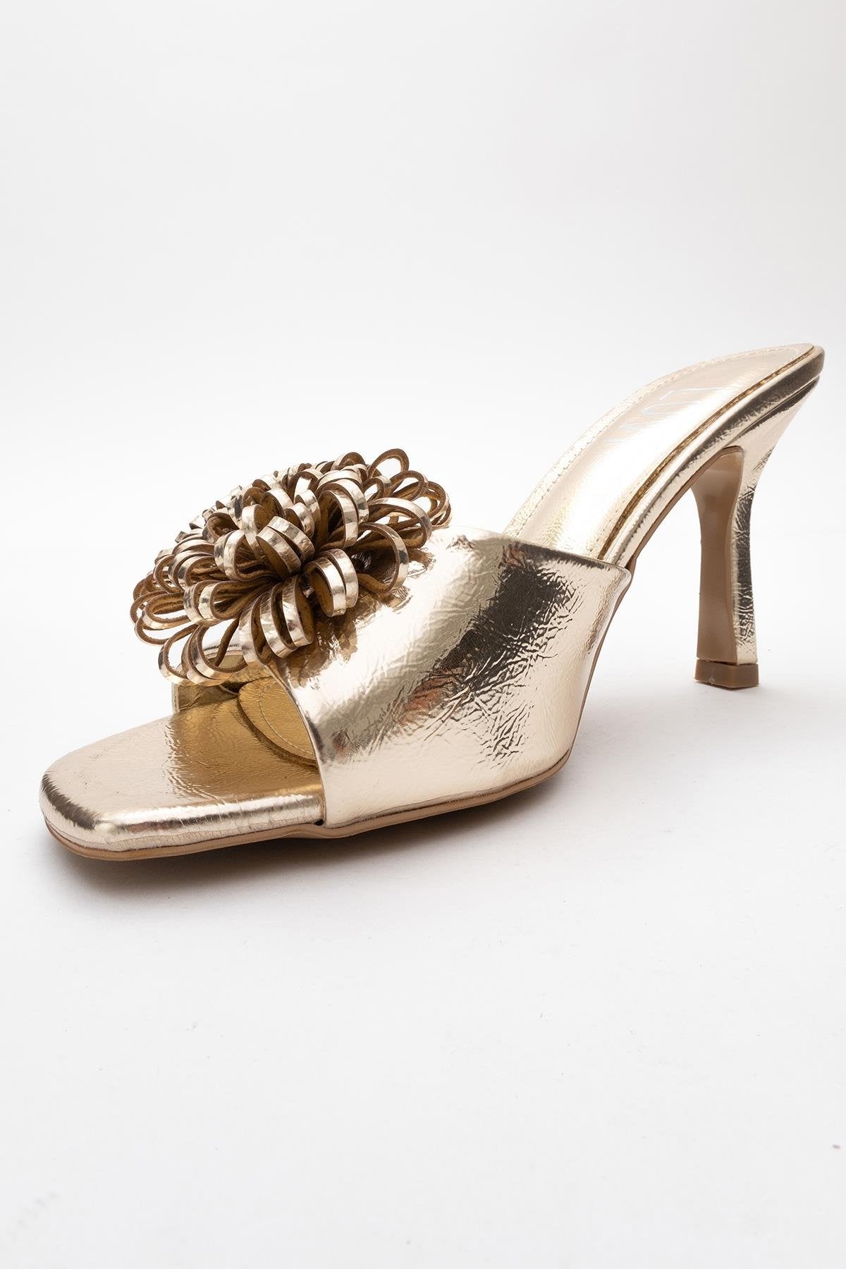Shana Gold Floral Stiletto Heel Mule (Woman)