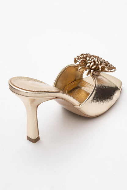 Shana Gold Floral Stiletto Heel Mule (Woman)