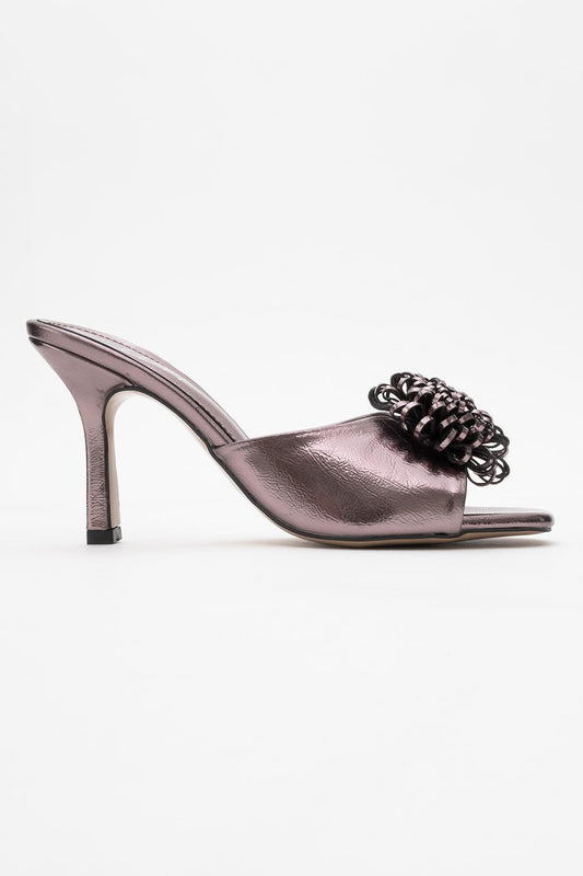 Shana Platinum Floral Stiletto Heel Mule (Woman)