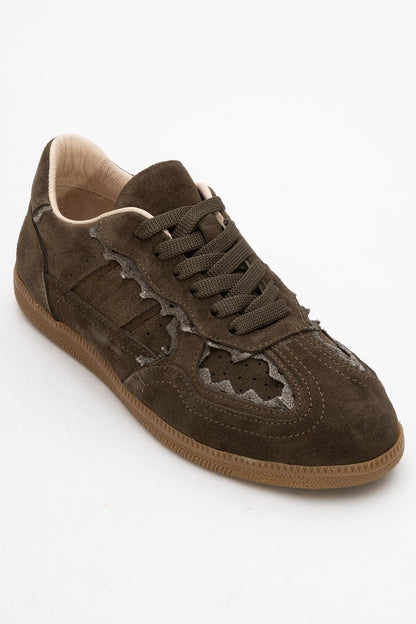 Shiva - Emerald Green Suede Leather Sneakers (Women)