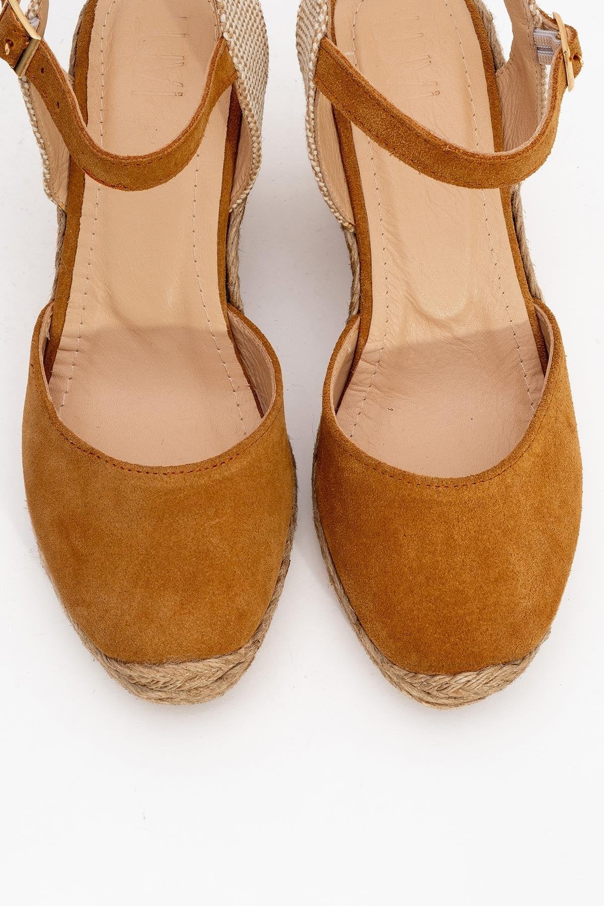 Sinta - Light Brown Suede Leather Platform Espadrille (Women)