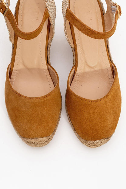 Sinta - Light Brown Suede Leather Platform Espadrille (Women)