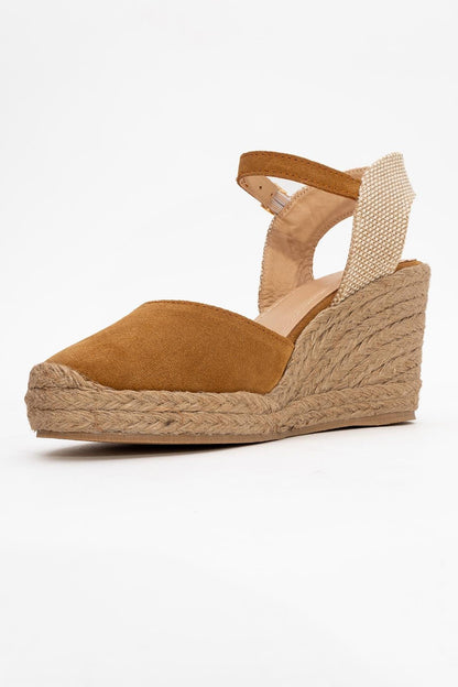 Sinta - Light Brown Suede Leather Platform Espadrille (Women)