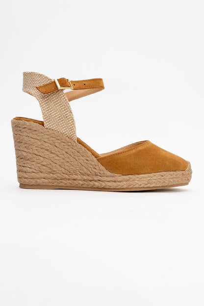 Sinta - Light Brown Suede Leather Platform Espadrille (Women)