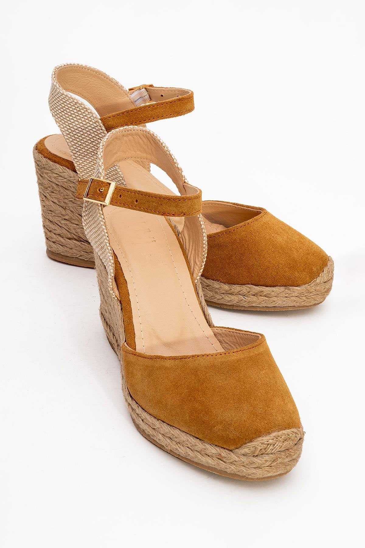 Sinta - Light Brown Suede Leather Platform Espadrille (Women)
