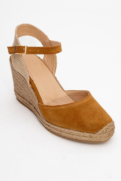 Sinta - Light Brown Suede Leather Platform Espadrille (Women)