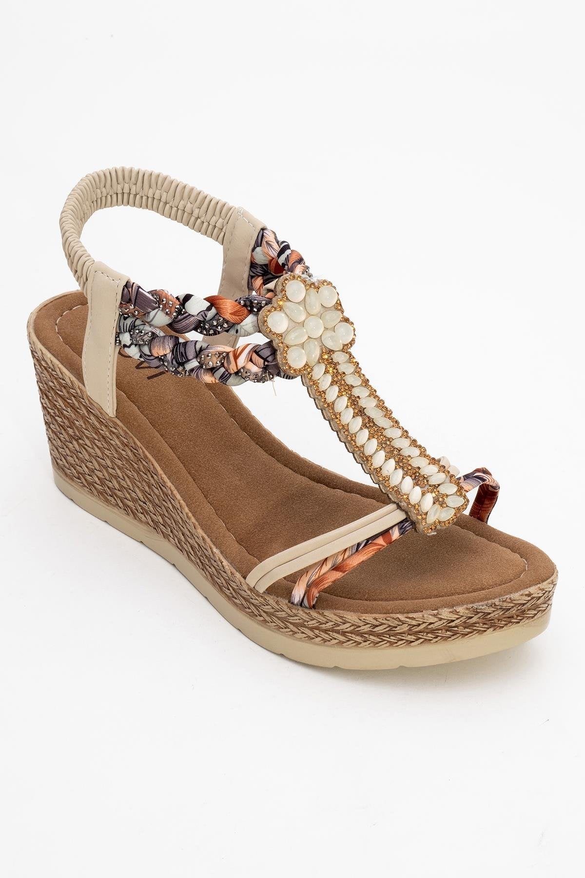 Sogno - Beige Rhinestone Espadrille Sandal (Women)