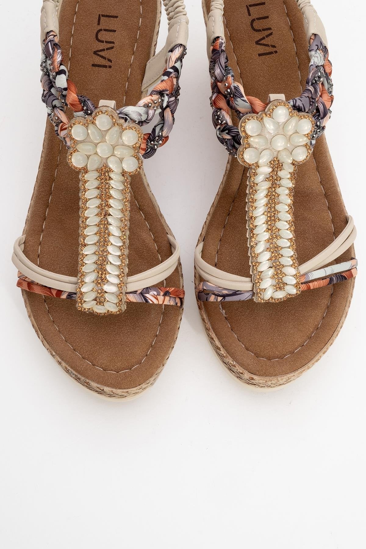 Sogno - Beige Rhinestone Espadrille Sandal (Women)