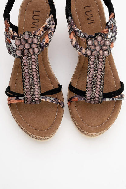 Sogno - Black Rhinestone Espadrille Sandal (Women)