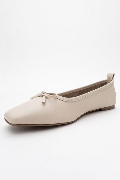 Sosa - Light Beige Leather Ballet Flats (Women)