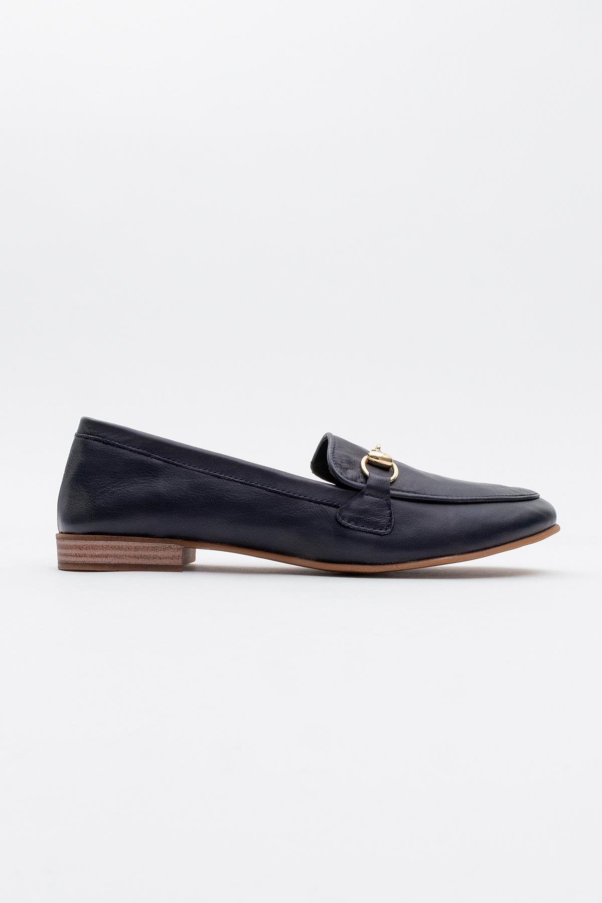 Rory - Dark Blue Leather Bit Loafers