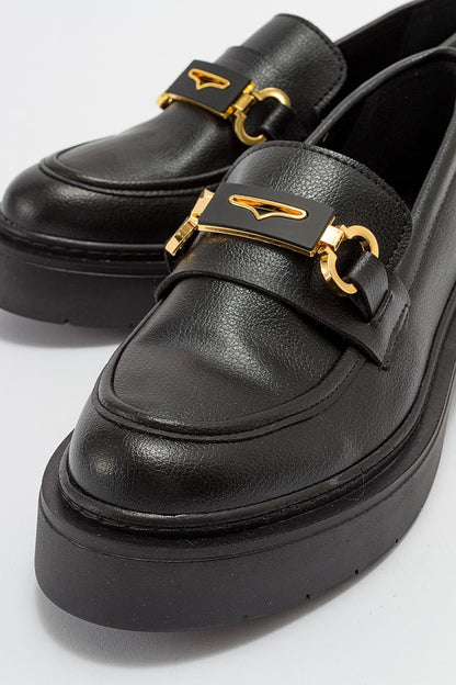 Simone - Black Bit Platform Loafers