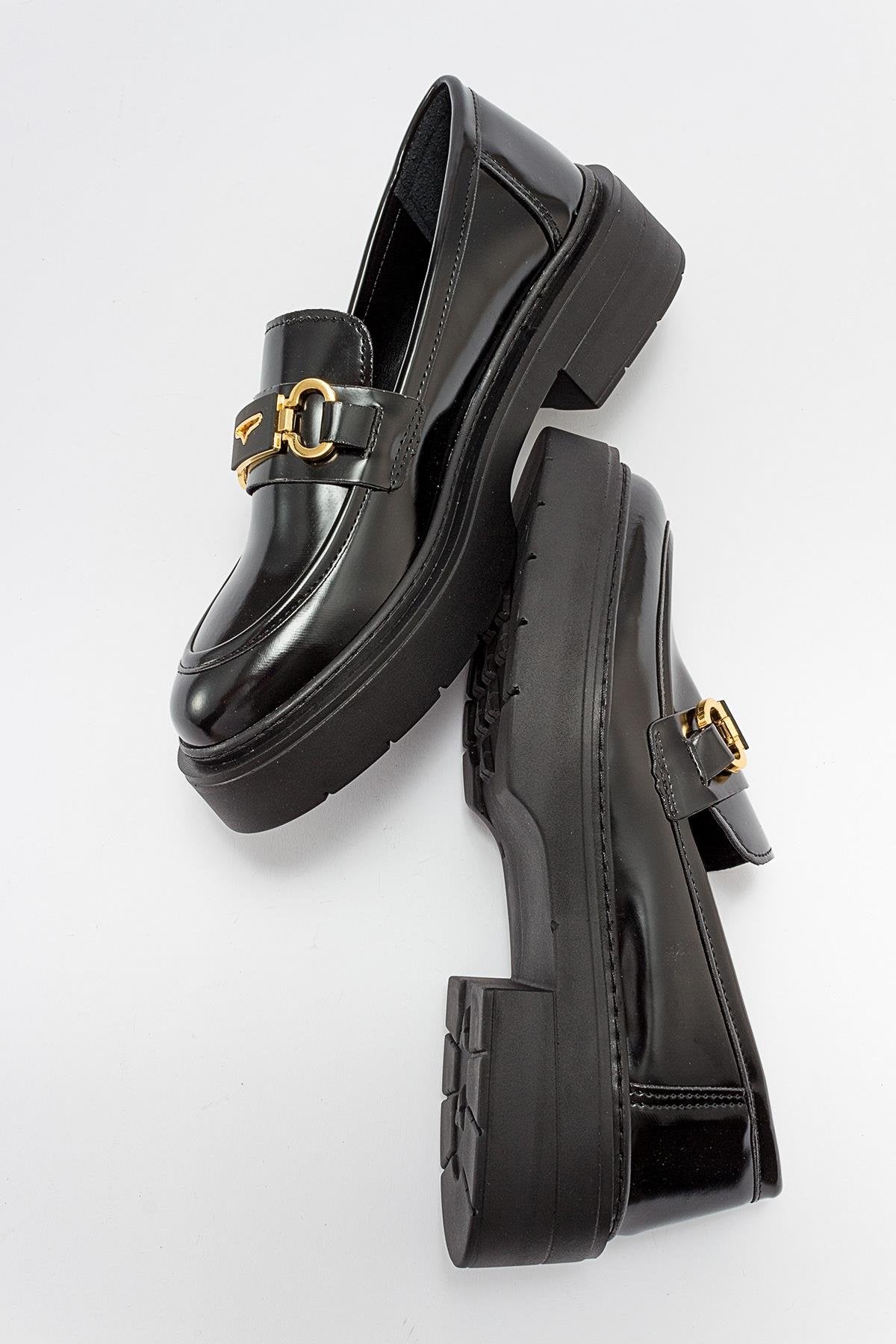 Simone - Black Patent Bit Platform Loafers