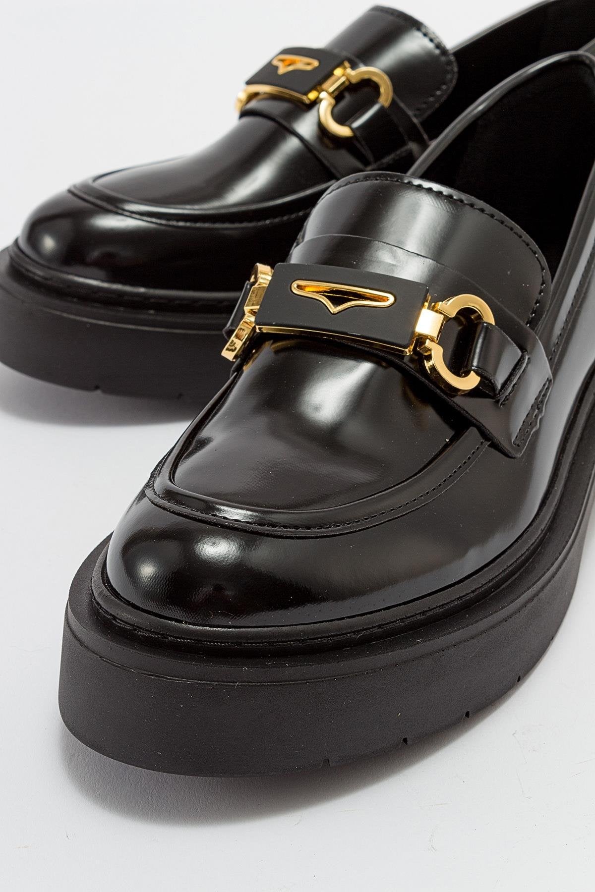 Simone - Black Patent Bit Platform Loafers