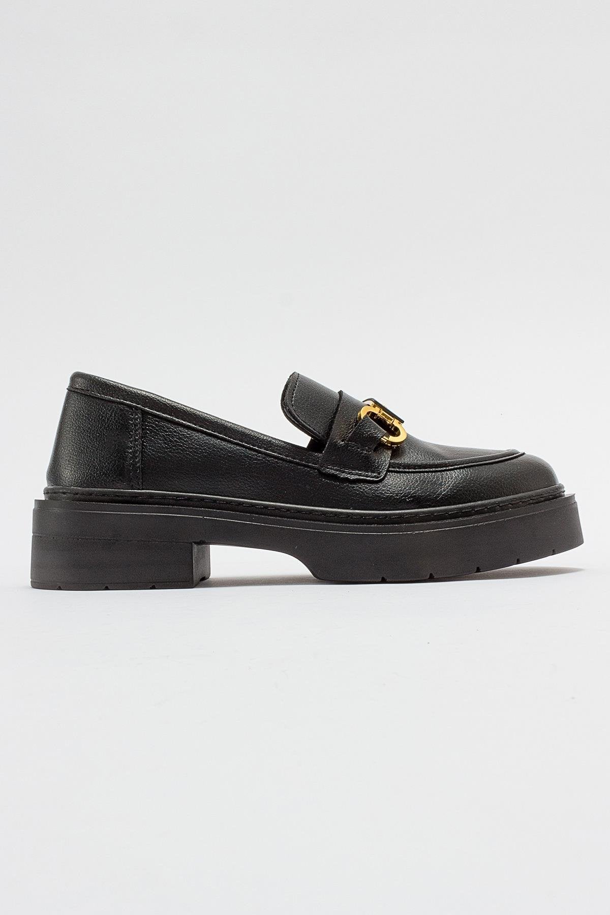 Simone - Black Bit Platform Loafers