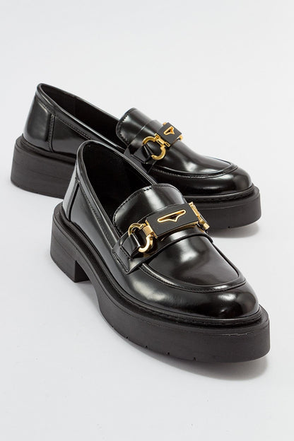 Simone - Black Patent Bit Platform Loafers