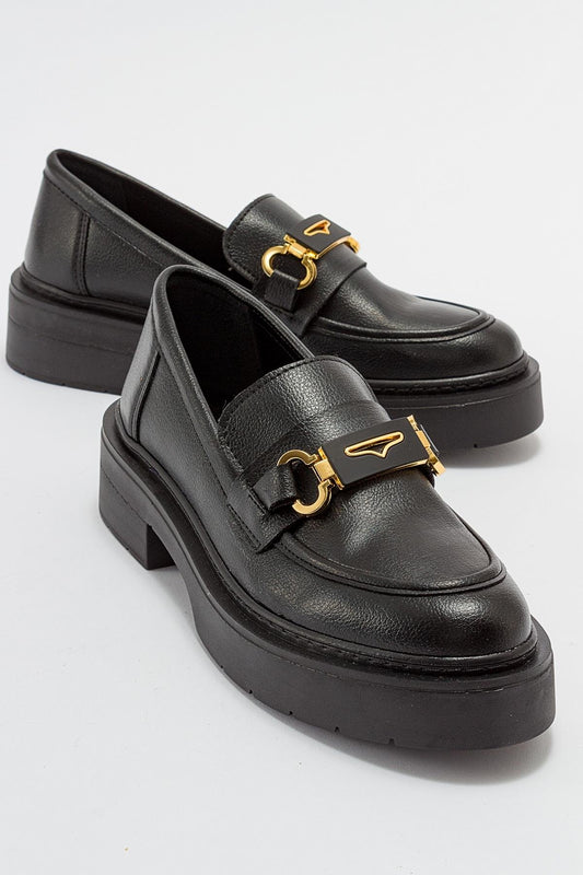 Simone - Black Bit Platform Loafers