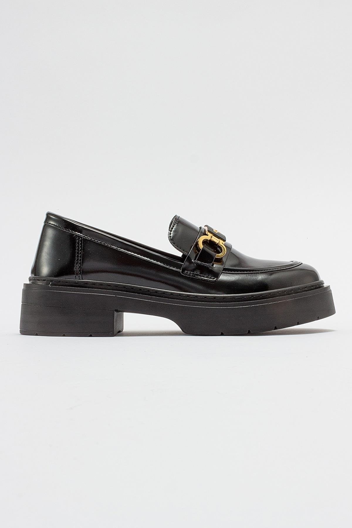 Simone - Black Patent Bit Platform Loafers