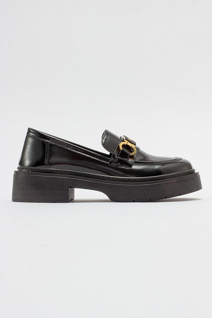 Simone - Black Patent Bit Platform Loafers