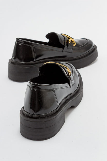 Simone - Black Patent Bit Platform Loafers