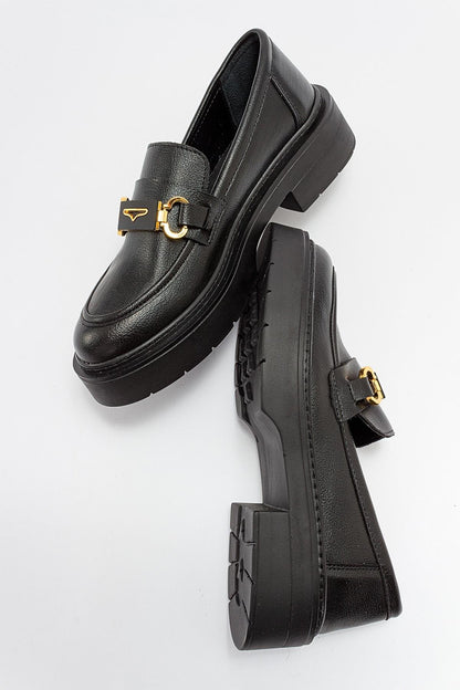 Simone - Black Bit Platform Loafers