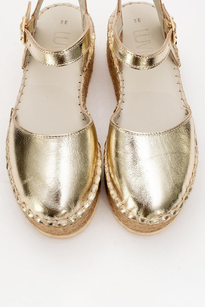 Viba - Gold Leather Espadrilles (Women)