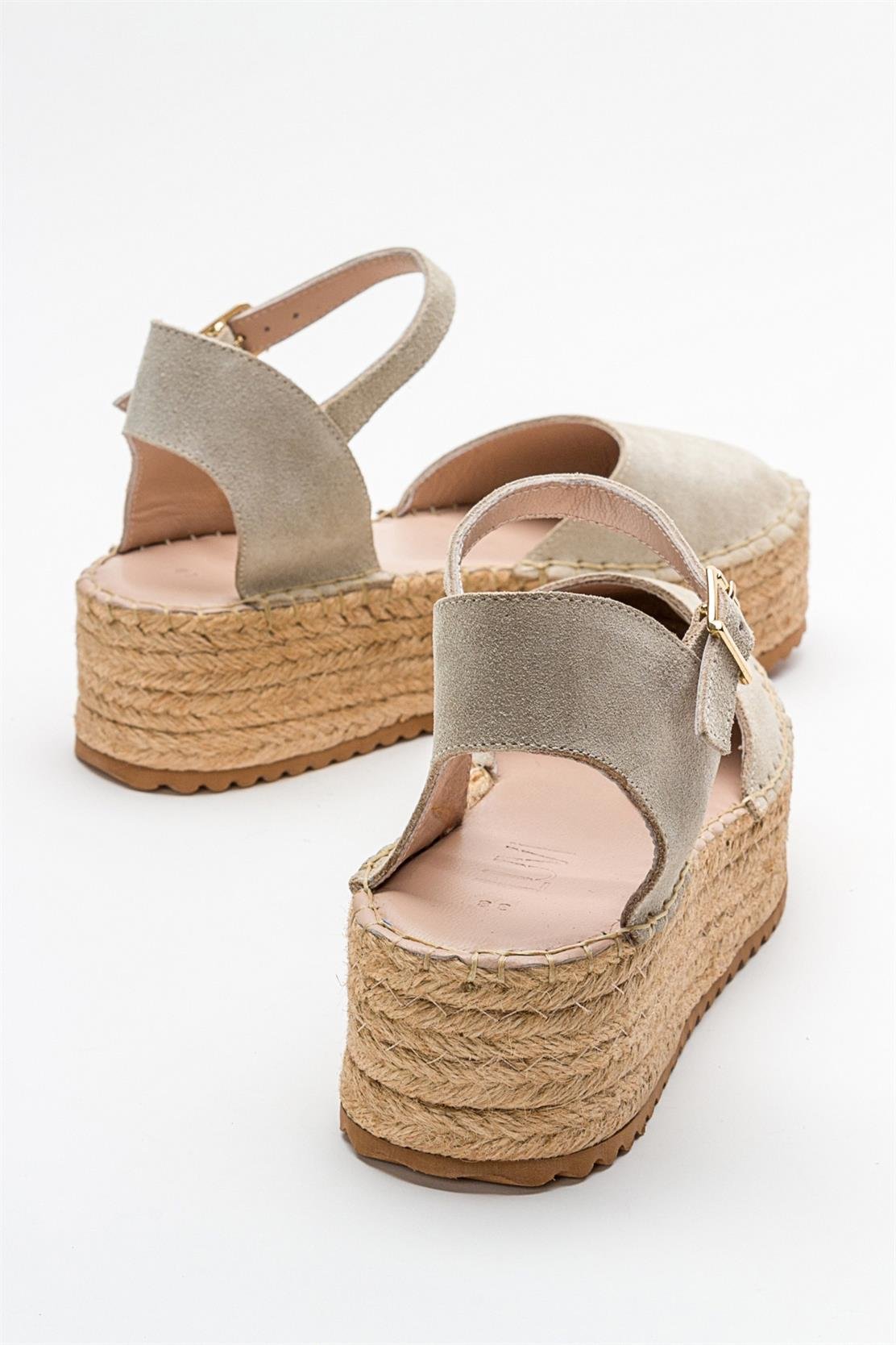 Viba - Beige Suede Leather Espadrilles (Women)
