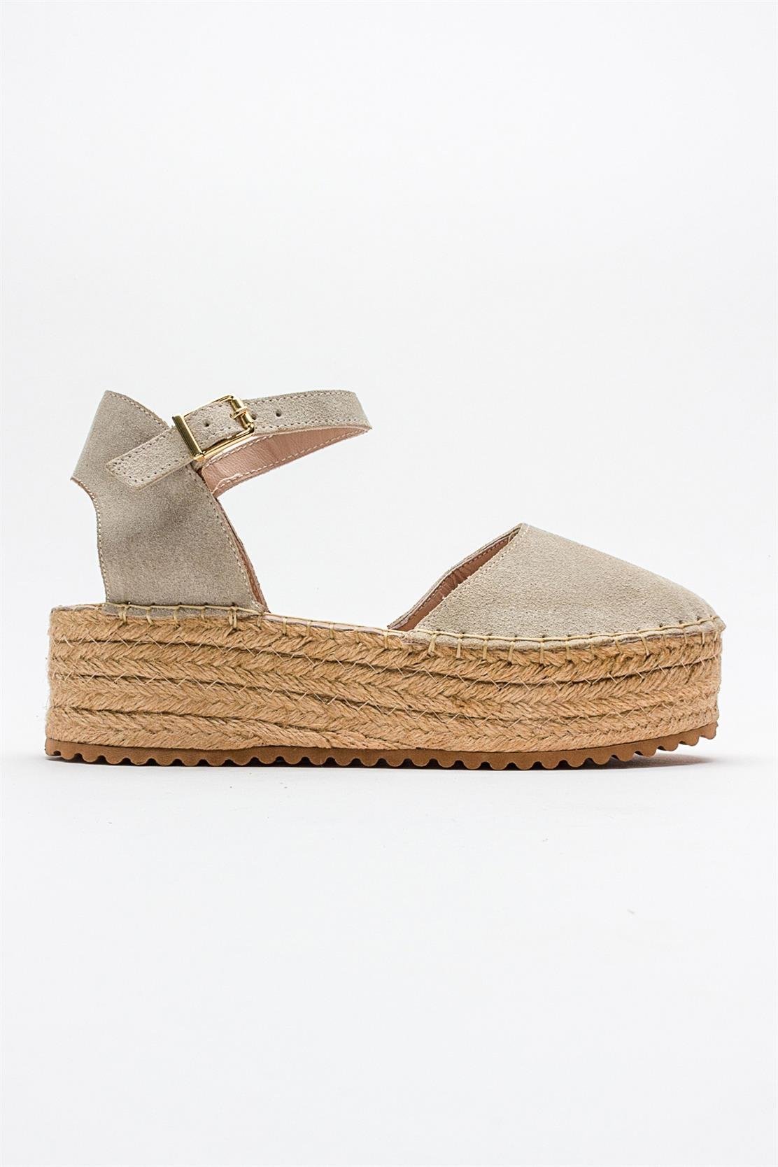 Viba - Beige Suede Leather Espadrilles (Women)