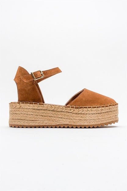 Viba - Cognac Brown Suede Leather Espadrilles (Women)