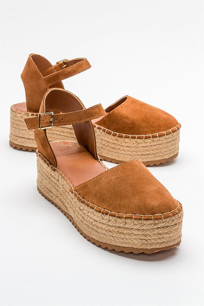 Viba - Cognac Brown Suede Leather Espadrilles (Women)