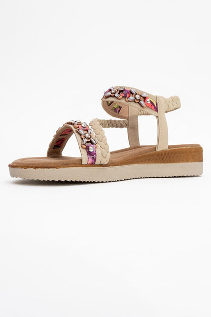 YUAN Beige Braided Strap Sandal (Women)