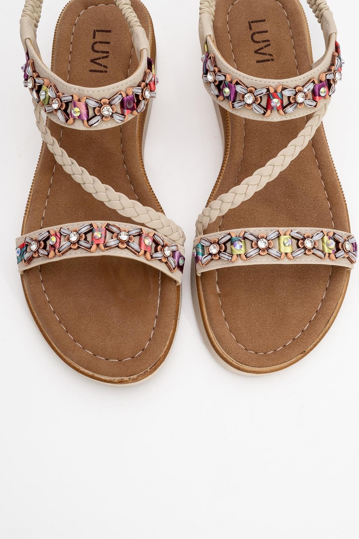 YUAN Beige Braided Strap Sandal (Women)