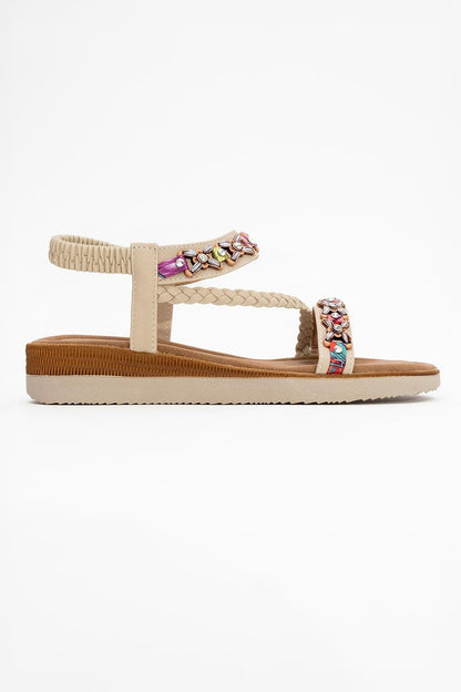 YUAN Beige Braided Strap Sandal (Women)