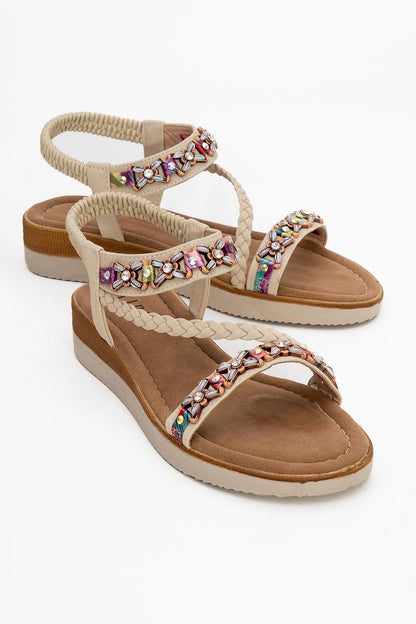 YUAN Beige Braided Strap Sandal (Women)