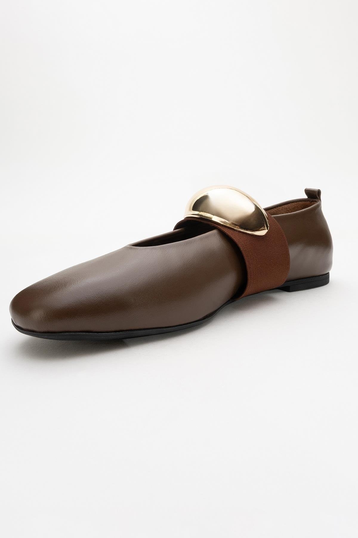 Zoey - Brown Leather Ballet Flats (Women)