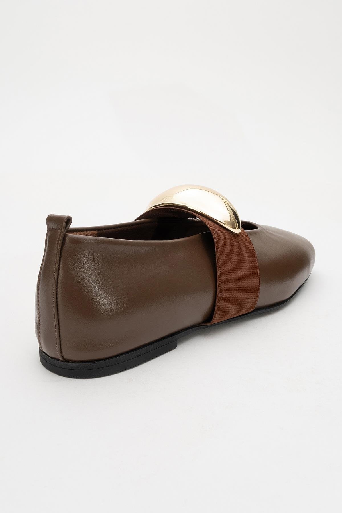 Zoey - Brown Leather Ballet Flats (Women)