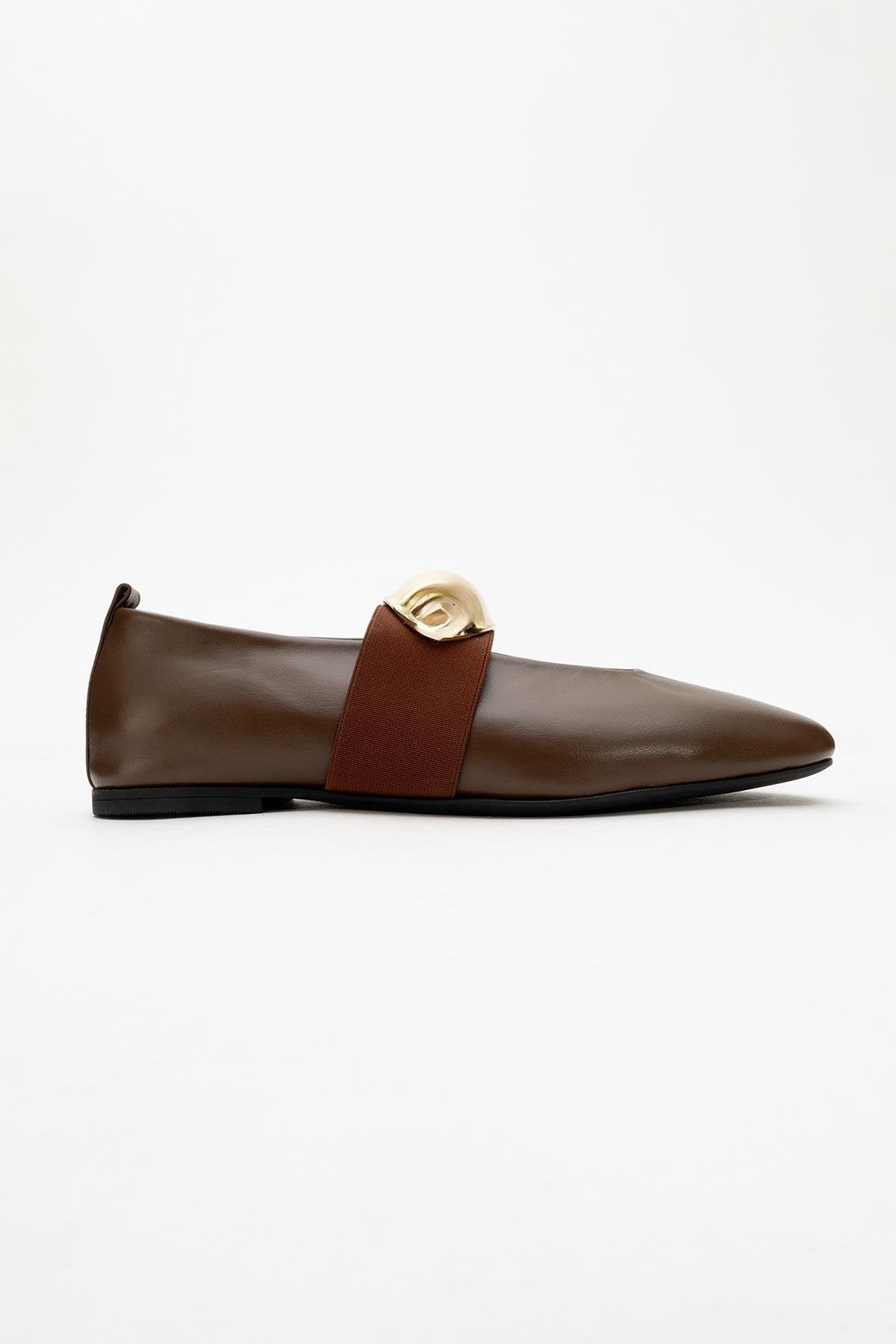 Zoey - Brown Leather Ballet Flats (Women)