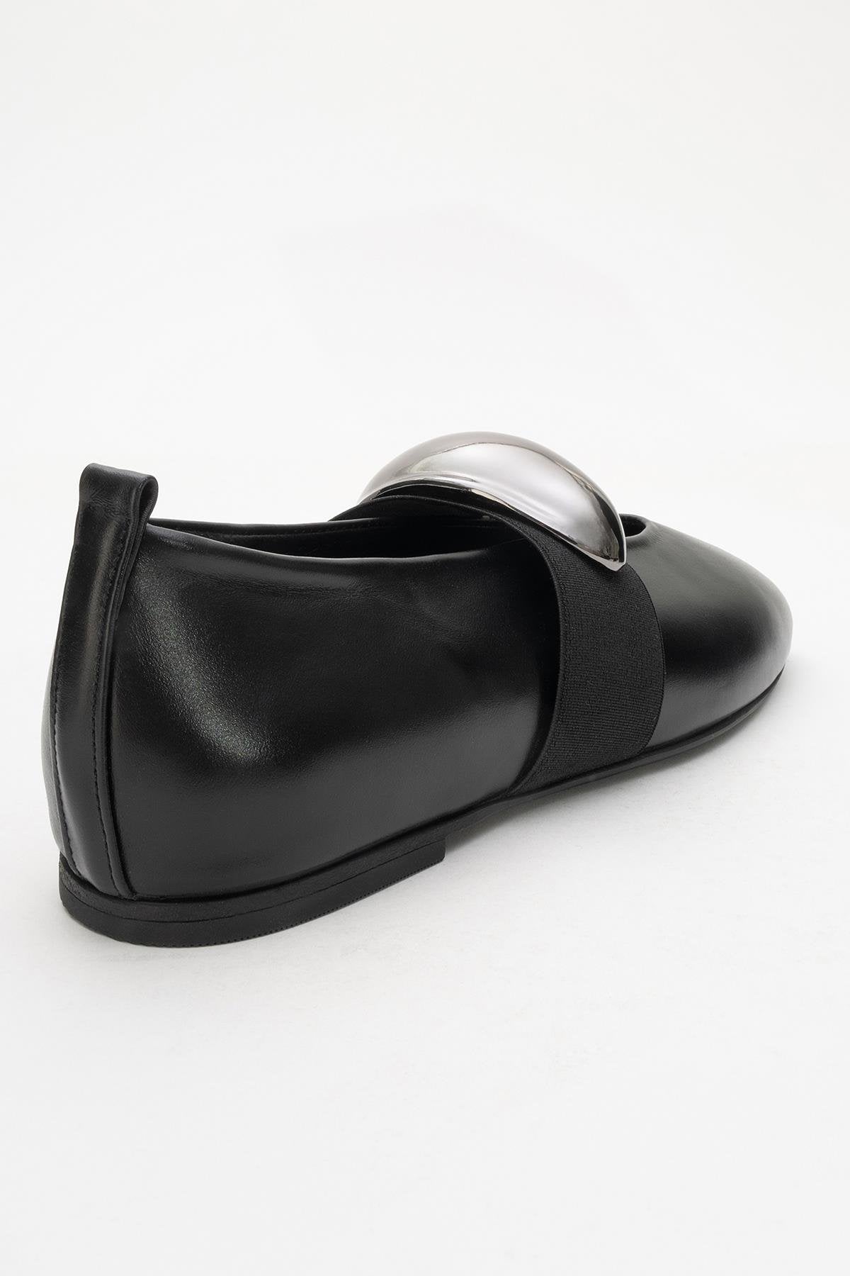 Zoey - Black Leather Ballet Flats (Women)
