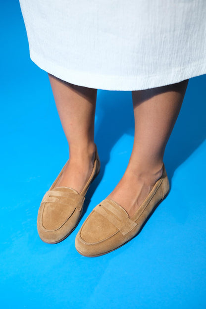 Dorothy - Cognac Brown Suede Leather Loafers
