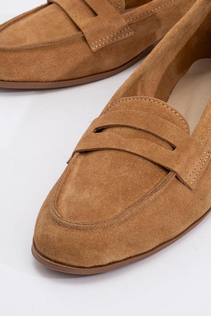 Dorothy - Cognac Brown Suede Leather Loafers