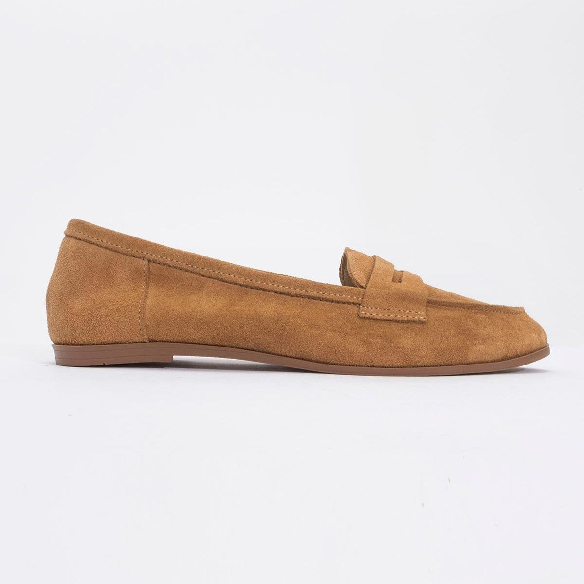Dorothy - Cognac Brown Suede Leather Loafers
