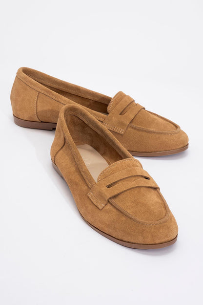 Dorothy - Cognac Brown Suede Leather Loafers