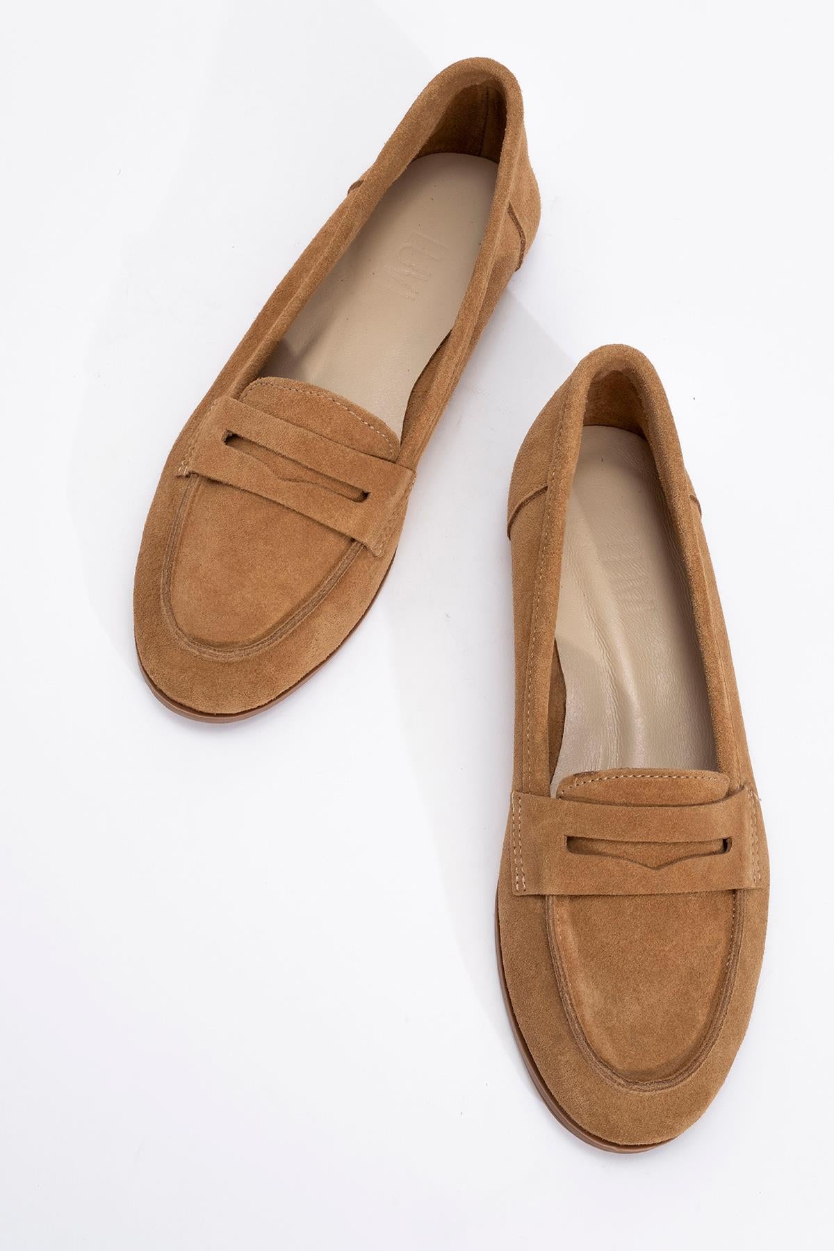Dorothy - Cognac Brown Suede Leather Loafers