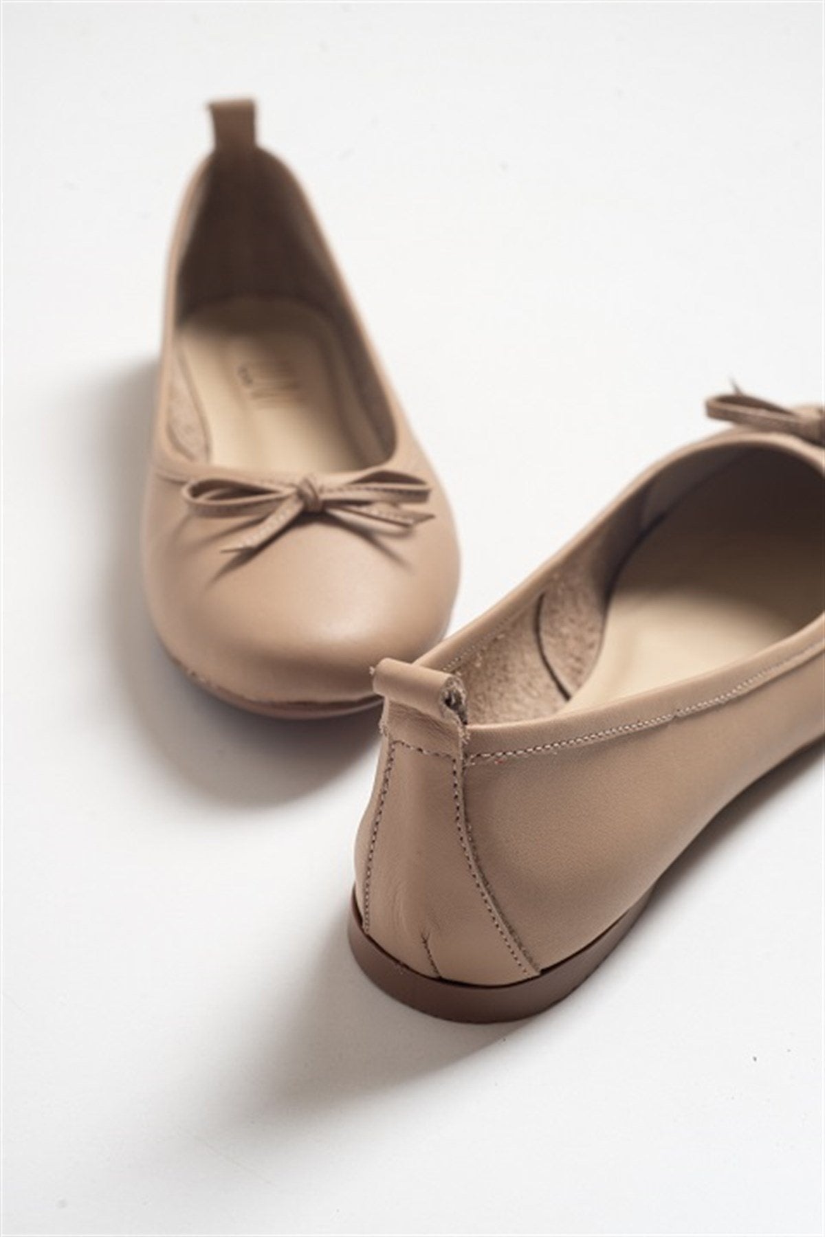 Florence - Cream Beige Leather Ballerina Flats
