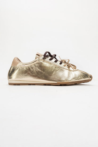 Crea - Gold Leather Sneakers (Women)
