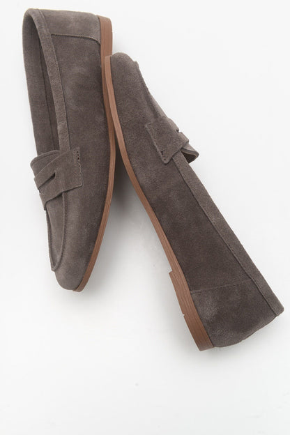 Dorothy - Dark Brown Suede Leather Loafers